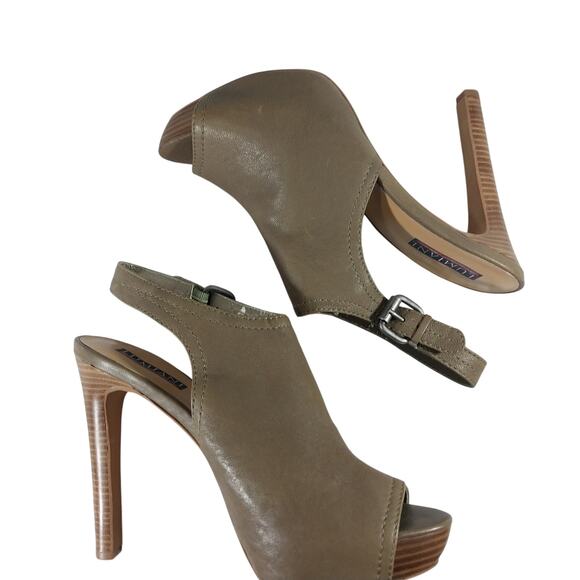 LUMIANI! TAUPE BROWN/GRAY VEGAN LEATHER STILETTO, PLATFORM, PEEP TOE HEELS! 10M - Picture 6 of 11